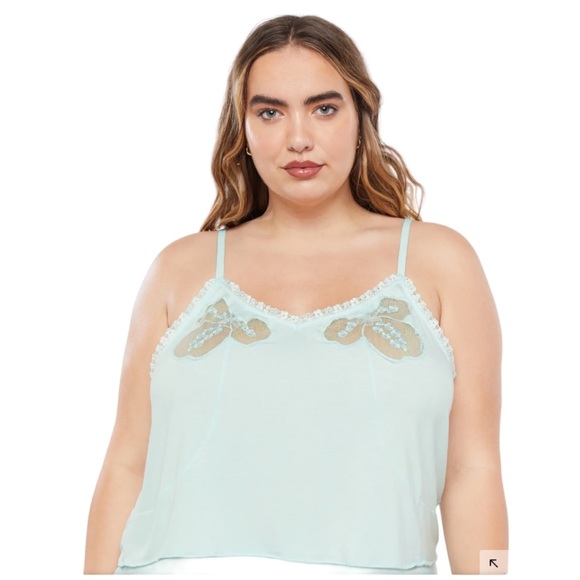 NWT Savage Fenty Peek-a-boo Cami Seashell Blue Plus Size 3X MSRP $39.95 - Picture 1 of 8